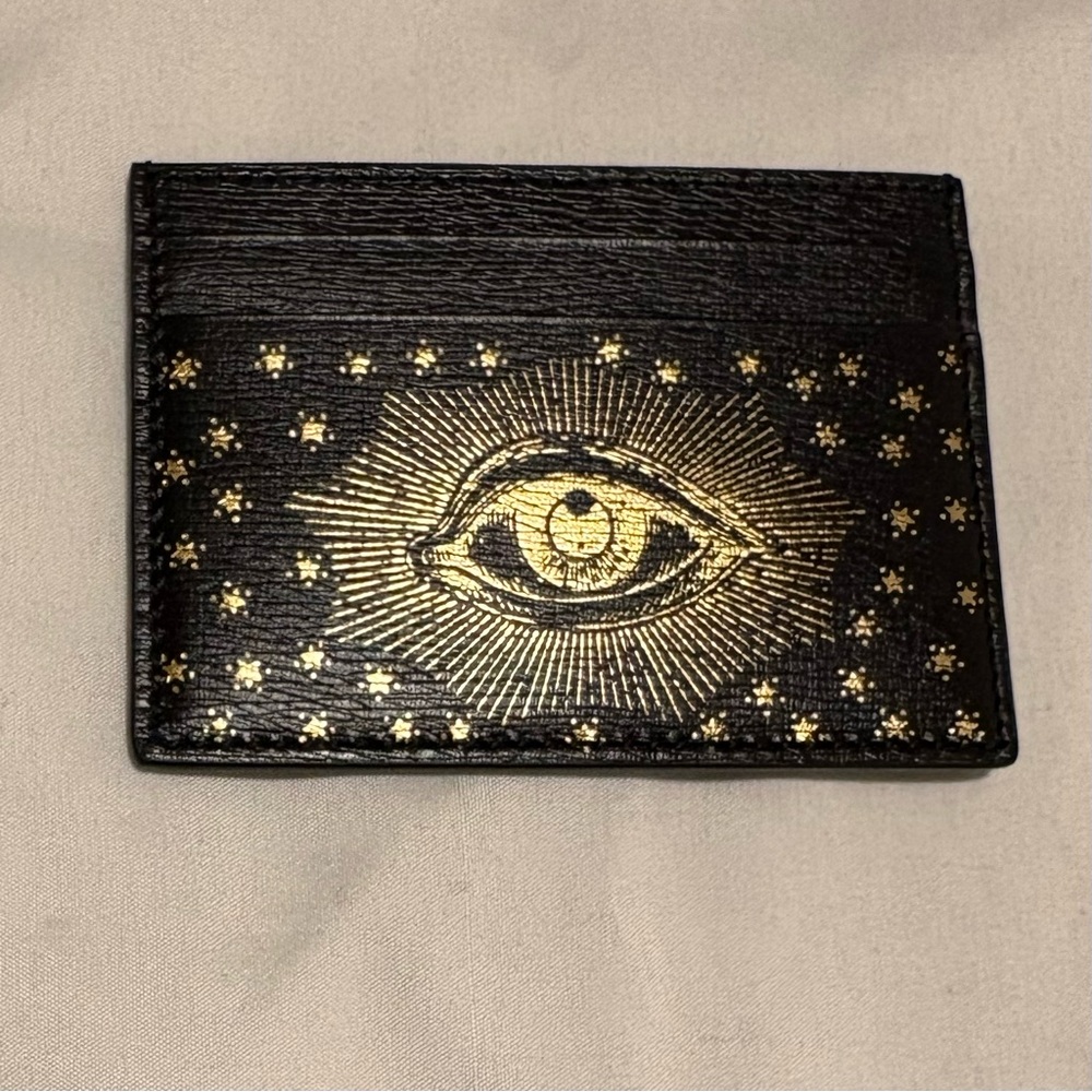 Gucci Garden NWT Mystic Eye Gold Star Leather Card Holder NIB